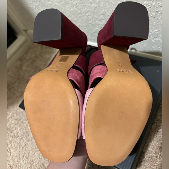 Coach - Minetta Color Block Suede Heel Pink and Burgundy - Picture 5 of 12